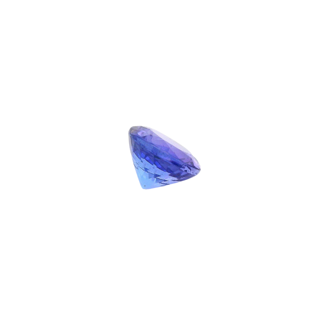 Tanzanite 1,48 ct, forme ronde, couleur bleu-violet, vue profil