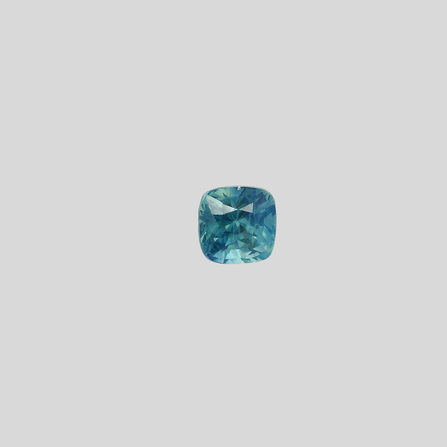 vue de face saphir teal bleu gris taille coussin