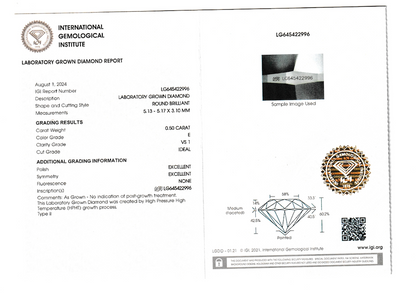Diamant de synthèse 0.50 ct E VS1