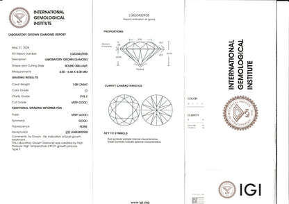 Diamant de synthèse 1.08  ct D VVS2