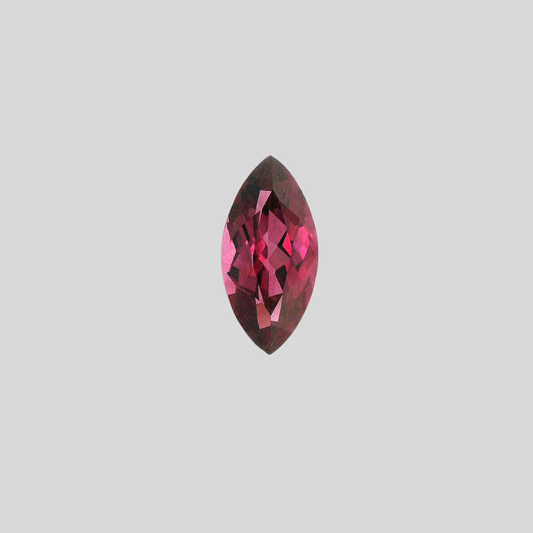 vue de face grebat rose rouge taille navette 1-49 carat, pierreries gemmes france