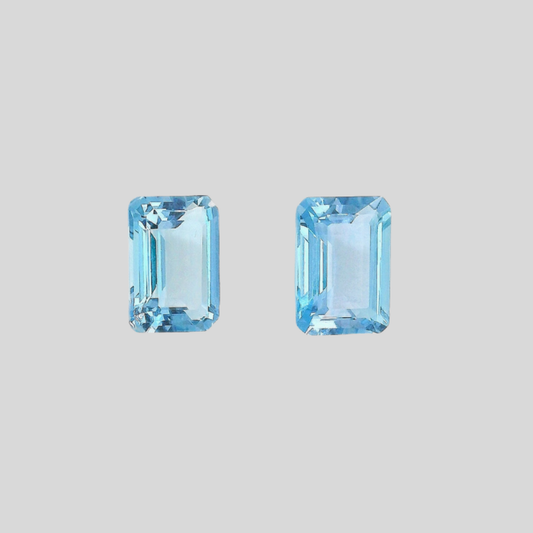 vue de face de paire d'iague-marine santa maria de Mozambique, pierreries gemmes france
